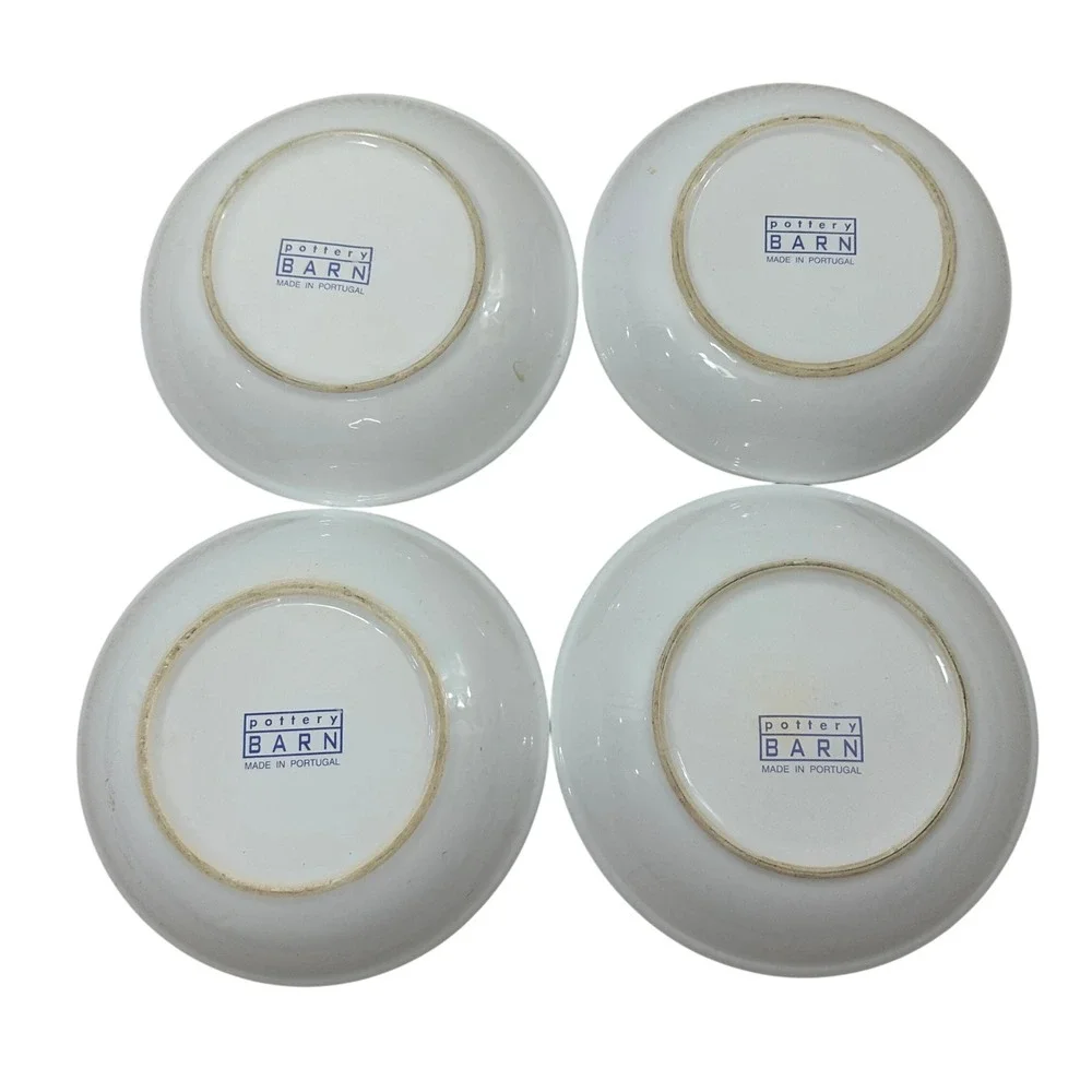 Pottery Barn Herb Pasta Bowls Set of 4 Basil Thyme Cilantro Tarragon Vintage 9in